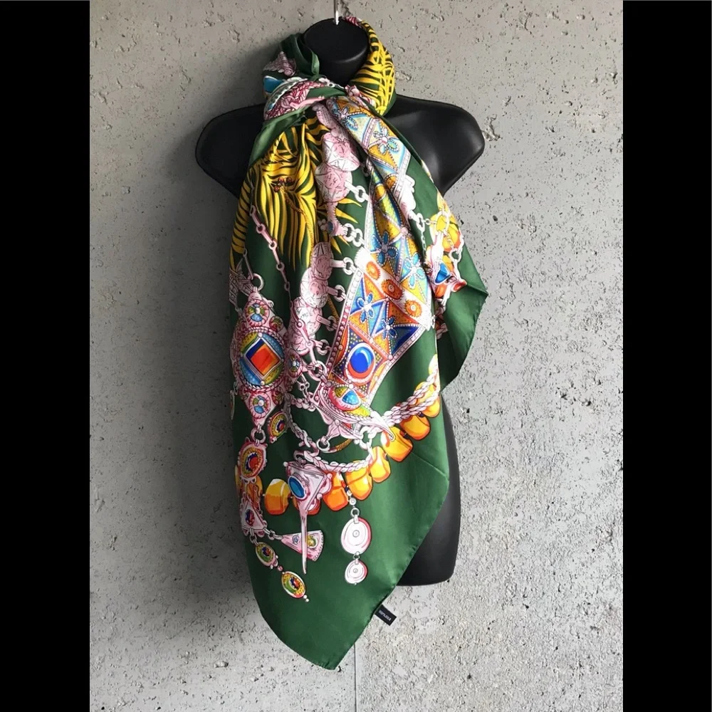 Source Unknown  50”x50” Versatile Green Long Lightweight Shawl/Scarf /Pashmina - Picture 4 of 15